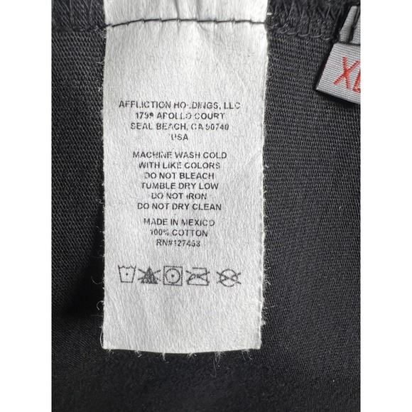 Affliction Black Label Heart Avowed Rhinestone Short Sleeve Shirt Size XL NWT - Picture 5 of 9